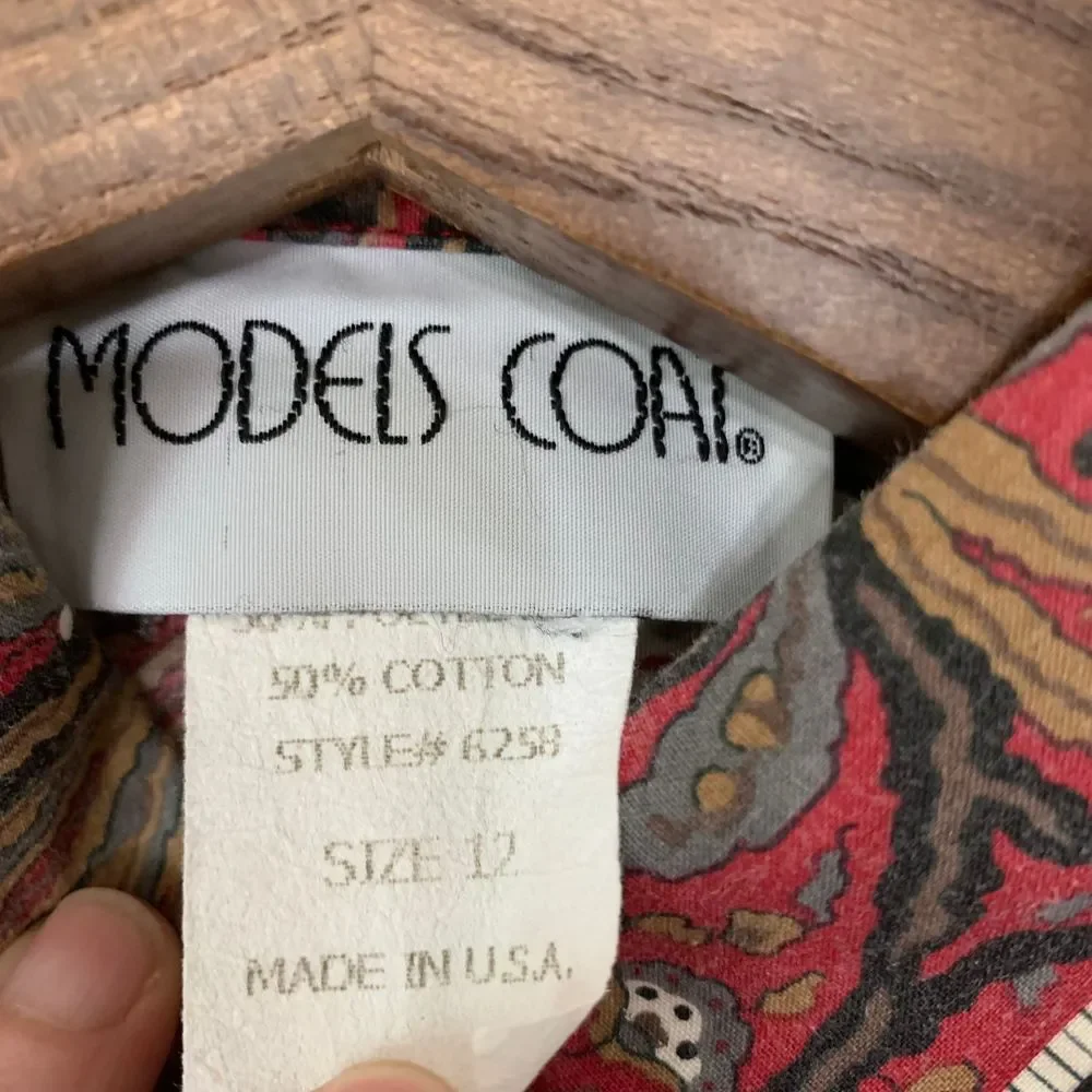 Vintage Models Coat Duster Lounge Pearl Snap Cottagecore Boho Paisley Size 12